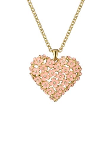 Ted Baker Bonte Bouquet Heart Pendant Necklace for Women (Gold/Light Pink & Crystal)