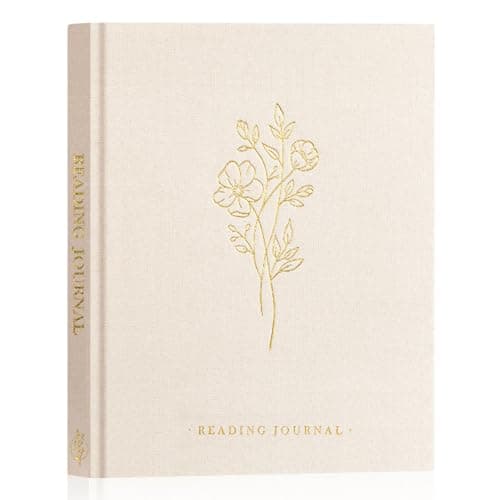 Lanpn Reading Book Journal for Book Lovers Readers, 9.3" x 7.7", 158 Pages Linen Hardcover Books Tracker Journal with 52 Reviews, Read Log Notebook Bookish Gifts (Beige)