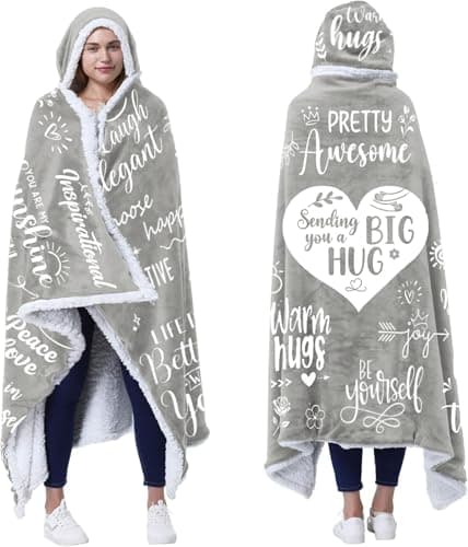 Gifts for Women,Wearable Blanket Hoodie for Women Best Friend Birthday Get Well Soon & Encouragement Gift for Best Friend Mum Coworker Daughter Indoor & Outdoor Use Winter Warm Hooded Poncho