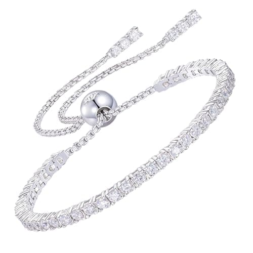 YIMERAIRE Bracelets for Womens Moissanite Tennis Bracelet 925 Sterling Silver Hypoallergenic Adjustable D Color VVS1 Clarity Solitaire Diamond Bracelets Birthday Christmas New Year Gifts For Her/Him