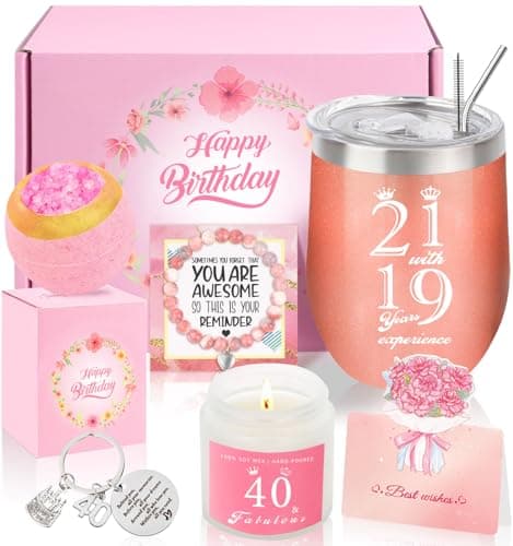 40th Birthday Gifts for Women, Happy 40th Birthday Basket Gifts Idea Box for Best Friends Female Mum Wife Sister Aunt Her Girlfriend Coworker Bestie