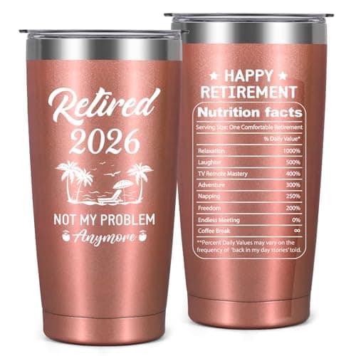 Livole Retirement Gifts for Women, Her, Colleagues, Coworker, Retired 2026 Not My Problem Anymore, Retirement Mug, 20oz 600ml Stainless Steel Insulated Wine Tumbler