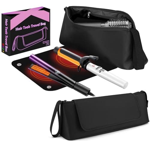 FOVERN1 Hair Tools Travel Bag with Heat Resistant Mat,Large Capacity Curling Iron Storage Bag,Hairdrying Tool Storage Bag,Hair Dryer Storage Bag,Straighteners Haircare Accessories,Gifts for Women
