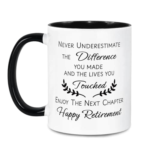 VOYANTE Ceramic Retirement Mug, Retirement Gifts for Men, Ceramic Leaving Gifts for Women Colleagues Coworker Friends, Funny Two-Sided Print Coffee Cup for Office or Home
