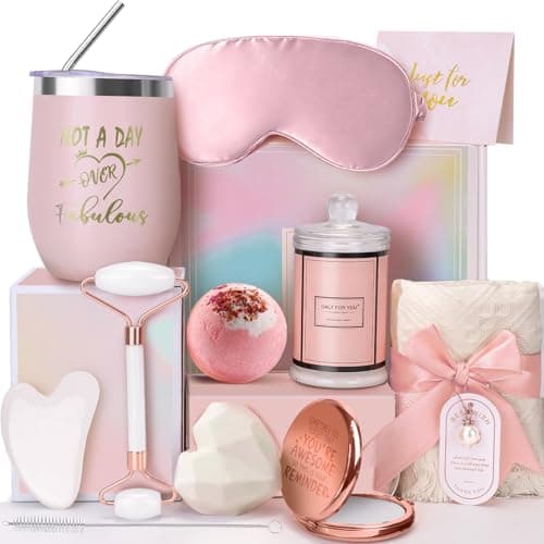 50th Birthday Gifts for Women - Gift Hamper Box for Her, Present Basket with a Tumbler for Sister, Girlfriend, Wife, Mum, Relaxing Spa Gift Basket Set for Christmas, Valentine's Day, Mothers Day