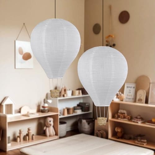 HKHDEECO 2PCS Fabric Hot air Balloon lampshade Decorations Hanging 14inch Pendant Light Shade Gifts for Children Nursery Kids Kid's Living Room Chandelier New Born Baby Room Decor