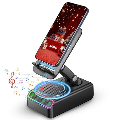 Hupoaf Phone Stand with Bluetooth Speaker with Sensing Playback, Foldable Phone Charger Stand with Wireless Speaker, Birthday Gifts for Men,Gadgets for Men, Sensing and Bluetooth Mode