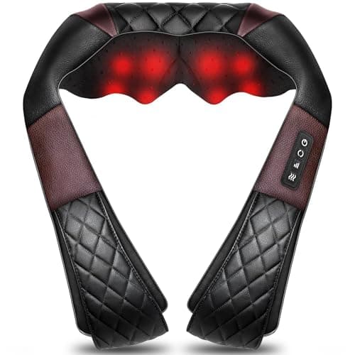 WOQQW Shiatsu Back Shouder and Neck Massager with Heat - Gifts for Women/Men/Mum/Dad - Electric Deep 4D Kneading Massager for Back, Neck and Shouer Pain Relief, Best Gifts for Birthday, Christmas Day