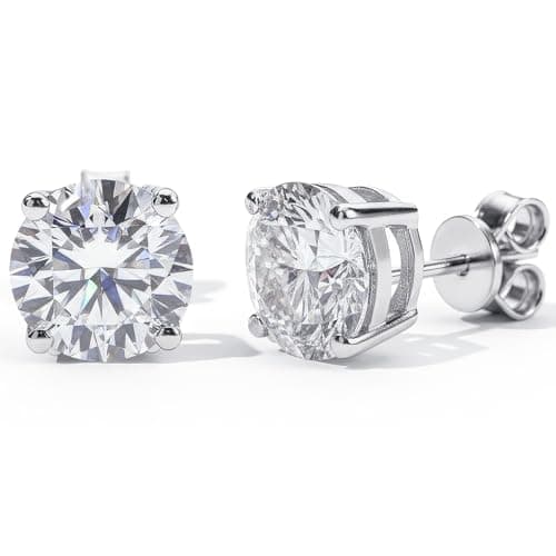 Classic Solitaire Stud Earring 925 Sterling Silver Earrings for Women with Moissanite Stones 2.0 Carat- 1ct Per Earring Premium Moissanite Stones Silver Stud Earrings for Women A Luxury Gifts