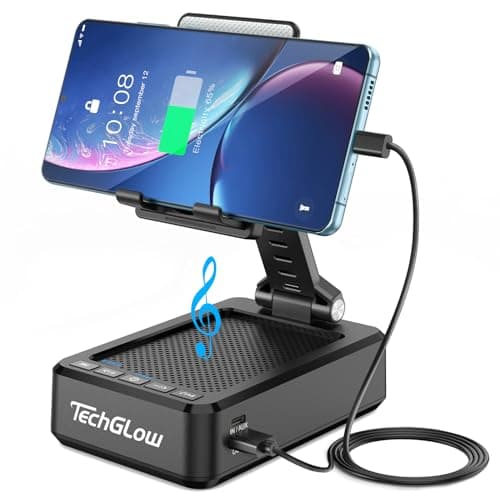 TechGlow Foldable Cellphone Stand with Bluetooth Speaker and Charging Function Birthday Gifts for Men Women Mother Father Boy Girl Teens Cool Tech Gadgets