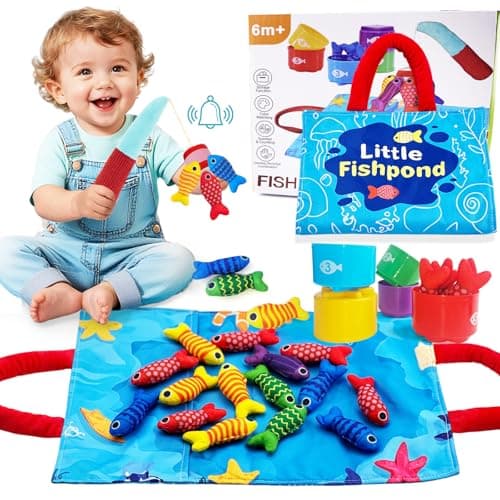 Baby Toys for 1 2 3 Year Old Boys Girls - Montessori Toys for 1 2 3 Year Old 10 in 1Multifunctional Fabric Fishing Game for Kids Toddler Baby Gifts Learning Birthday Xmas Stocking Fillers Easter Gifts