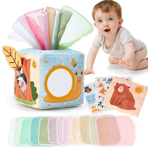 hahaland Baby Tissue Box Toy Sensory Toys for 6 Month Old Baby Toys 6-12 Months Must Haves - Baby Toys for Boy Girl Christmas Shower Gifts