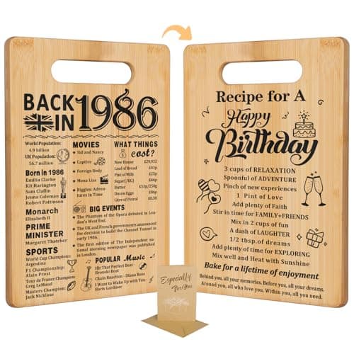 40th Birthday Gifts for Women Men,Back in 1986&Recipe for A Happy Birthday Double Sided Cutting Board Present for Her Him,40th Bday Gift Ideas,Cool Presents for 40 Year Old Woman