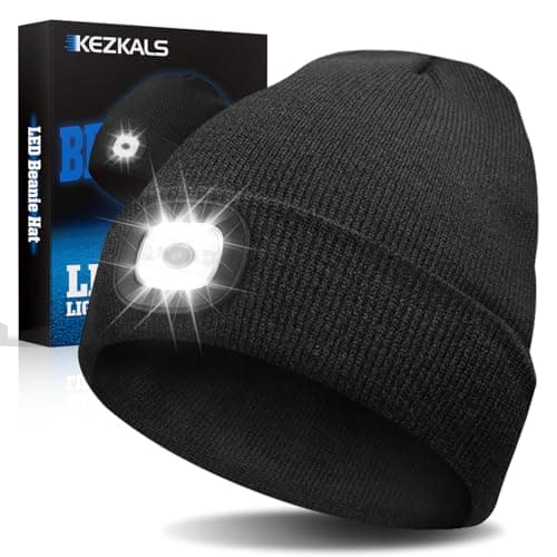 KEZKALS Gifts for Men Women, Valentines Gifts for him/her, USB Rechargeable Beanie Hat with LED Light, Birthday Dad Gifts for Men Who Have Everything, Mens Valentines Gifts Black