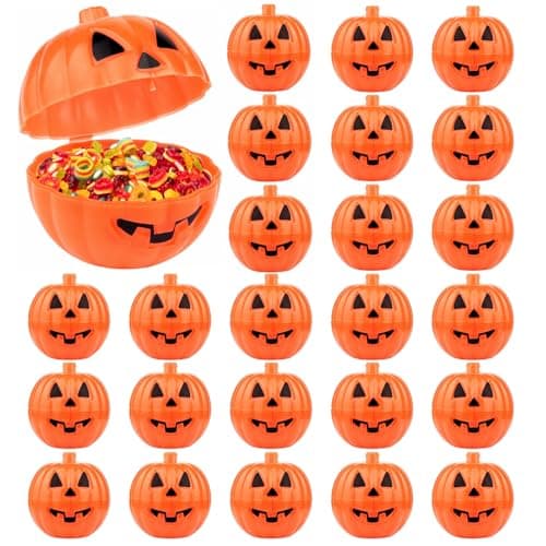 ASTARON 24 Pcs Pumpkin Halloween Treat Containers for Halloween Scavenger Hunt Game, Halloween Pumpkin Trick or Treat Candy Boxes for Halloween Party Favors Pumpkin Hunt Supplies