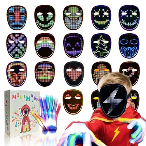 Led Mask Gloves Cool Stuff Toys For Kids Men Adult 2025, Gesture Sensing Rechargeable Light Up Costumes Face Glow In Dark, Full Face Cosplay Party Birthday Christmas Gifts For Boys Girls Age 8+