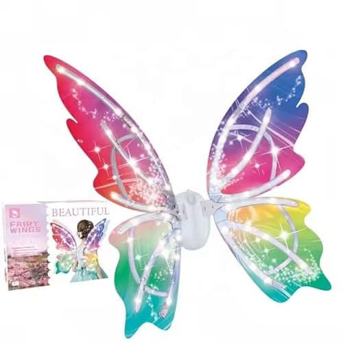 TeeToe Electric Fairy Wings with Princess Wand for Girls Ages 3+, Battery operated moving Butterfly Wings with Music and LED Lights. Gift for Birthday, Christams, Cosplay Fancy Dress