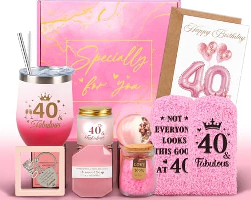 Giftota 40th Birthday Gifts for Women, Happy 40 Year Old Birthday Pamper Gifts Fabulous Self Care Gift Relaxation Bath Sets Birthday Hampers Basket for Her, Women, Friends, Mum, Wife, Female, Sister