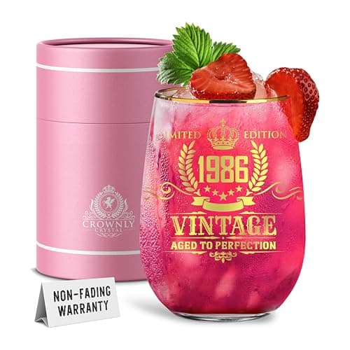 CROWNLY CRYSTAL® 1986 40th Birthday Gift for Women Personalised Wine Glass 40th Birthday Decoration Gifts for Mum Sister Gifts from Sister Gift Ideas