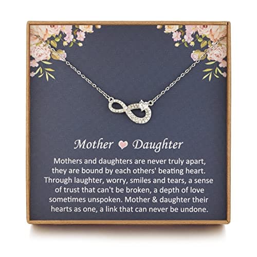 NOURISHLOV Mother and Daughter Necklace, Sterling Silver Infinity with Heart Necklace for Mom, Mum Gifts from Daughter, Mothers Day Gifts, Birthday Jewelry