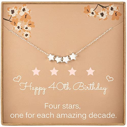 Weelody 40th Birthday Gifts for Women, Sterling Silver Four Star Necklace, Dainty Star Necklace, 6mm Star Beads, 1985 Birthday Jewellery Gifts for Her