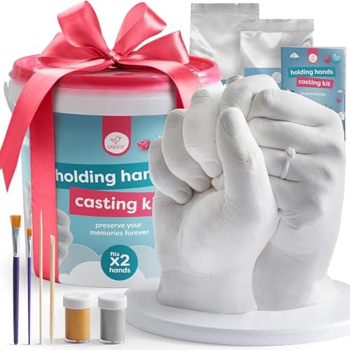 Chuckle Holding Hands Casting Kit Couples, Hand Mould Kit with Sculpture Base & Paints, Couples Gifts for Him and Gifts for Her, Wedding, Anniversary, Gift for Wife Husband Girlfriend Boyfriend