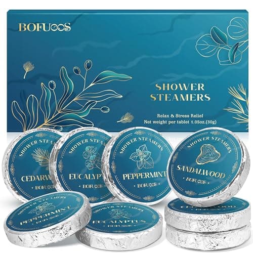 Bofuoos Shower Steamers for Men Bath Bombs Aromatherapy Essential Oil for Spa Relax Self-Care, Birthday Valentines Gifts for Men Husband Boyfriend Dad (8 pcs)