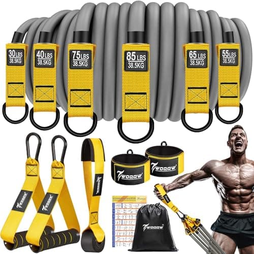 WOQQW Heavy Resistance Bands, 350lbs Resistance Bands Set for Men, Exercise Bands with Handles, Door Anchor, Weights Workout Bands for Muscle and Strength Training - Home Gym Workout Equipment