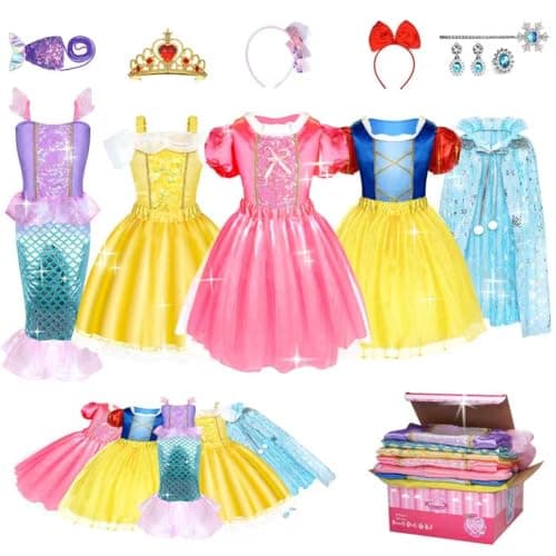 Ranzyfa Princess Dress Up for Girls - Role Play Dress Up Clothes for Girl, Princess Costume for Ltitle Girls, Halloween Christmas Birthday Gift for Toddler Girl 3-6 Year