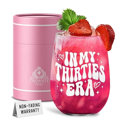 30th Birthday Gift Crystal Beverage Glass in My Thirties ERA 30 Year Old Birthday Gift for Sister Friend Wife Mum or Colleague