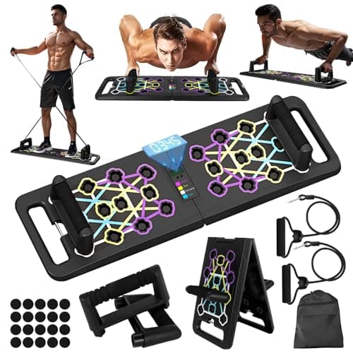 Push Up Board with Automatic Count, Portable Press Up Board, Exercise Equipment for Home Use, System Fitness Floor Chest Muscle Exercise Professional Equipment for Men Women Training Gifts (Black-2)