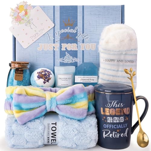 Retirement Gifts for Women, Happy Cool Retirement Gift for Woman Colleague, Coworker, Teacher, Boss, Nurse, Friends, Mum, Grandma, Retirees, Retired Farewell Leaving Going Away Pamper Spa Gift Basket