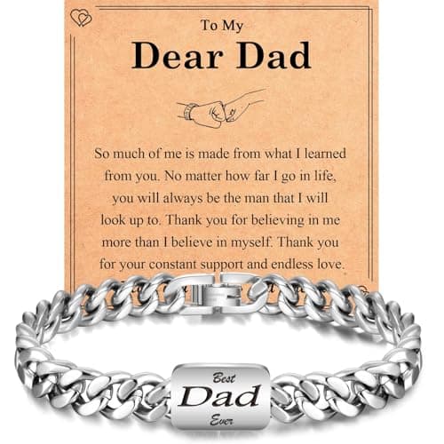 EYQV Dad Gifts, Engraved Bracelet Dad Gifts from Daughter Son, Best Christmas Fathers Day Birthday Gift Stocking Fillers for Men