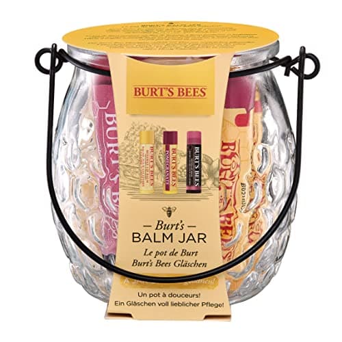 Burt's Bees Moisturizing Lip Balm Gift Set in Jar with 100% Natural Original Beeswax, Vitamin E, Mint and Hibiscus (4.3g)