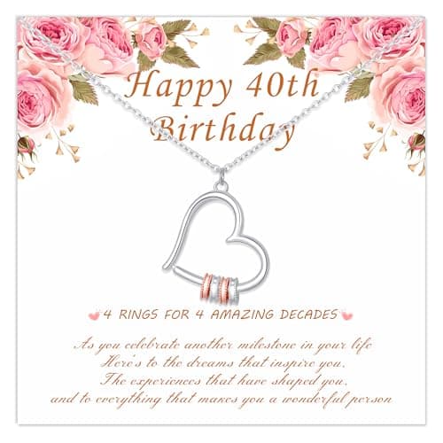 Halora 40th Birthday Gifts for Women 925 Sterling Silver Necklaces for Women Heart Necklace 40th Birthday Gift with Cards for Mum Sister