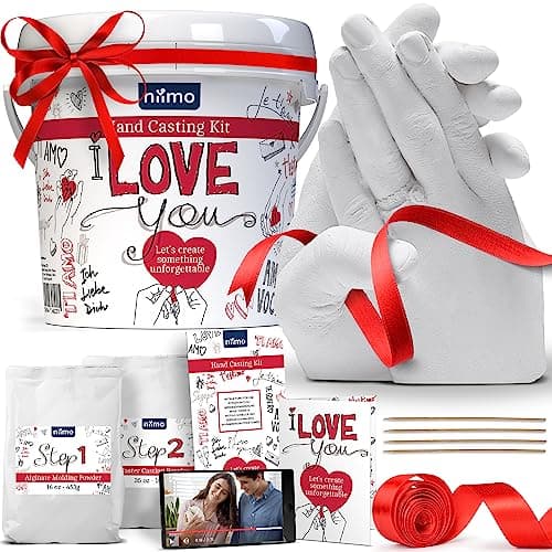 Niimo® 'I Love You' Couples Hand Casting Kit - Fun & Skin-Safe Hand Moulding Kit Couple, Personalised Gifts for Her & Him, with Gift Card & Video Tutorial