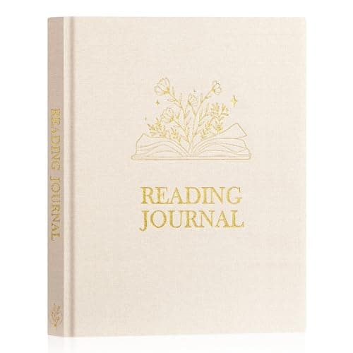 Lanpn Reading Book Journal for Book Lovers Readers, 158 Pages Linen Hardcover Books Tracker Diary with 52 Reviews, 9.3" x 7.7" Reading Log Notebook Bookish Gifts (Beige)