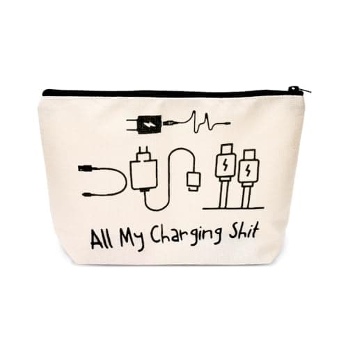 Charging Cable Organiser Bag All My Charging Stuff Bag for Travel Backpack Funny Makeup Bag Gifts for Women Men Charger Organiser with Zipper Toiletry Pouch Gift for Friends Daughter Son