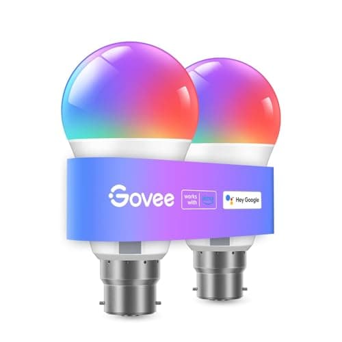 Govee RGBWW Smart Bulb, B22 Energy Saving WiFi Alexa Light Bulbs, 9W, 800LM, 16 Million Colors, 54 Scenes, Work with Alexa & Google Assistant, 2 Packs