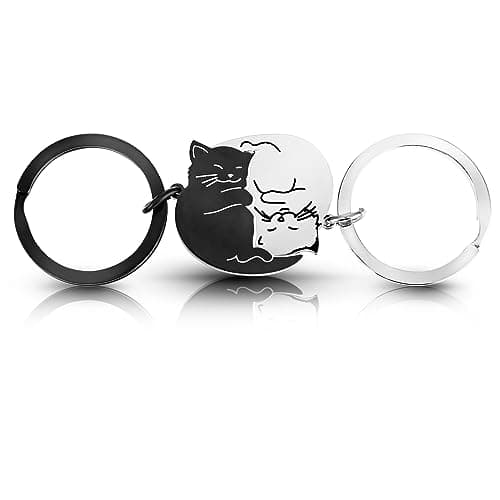 Ouligay Cat Matching Couple Keyring Wedding Gifts for Boyfriend Girlfriend Him Her Best Friend Graduation Bestfriend Birthday Gifts Romantic I Love You Gift for Her Him Long Distance Relationship