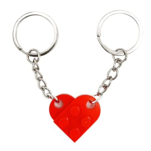 LAC EVERYTHING EVERYWHERE Couple Heart Keyring – Matching Brick Heart Keychain for Him and Her – Gift for Anniversary, Valentine's Day or Birthday – 2-in-1 Interlocking Couples Keyrings