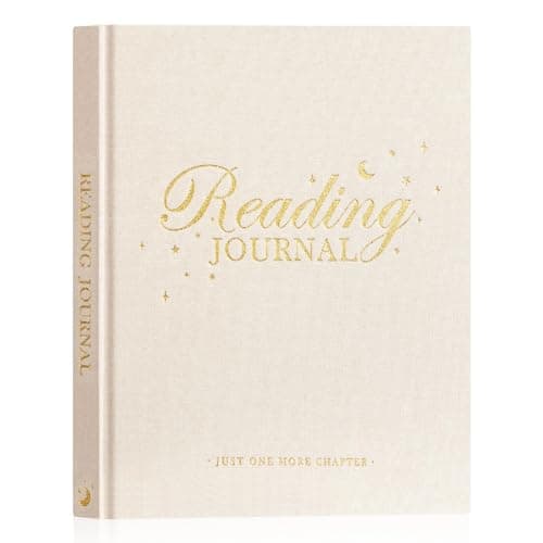 Lanpn Reading Book Journal for Book Lovers Readers, 9.3" x 7.7" Books Tracker Diary, Linen Hardcover Reading Log with 52 Reviews, 158 Pages Reading Notebook Bookish Gifts (Beige)