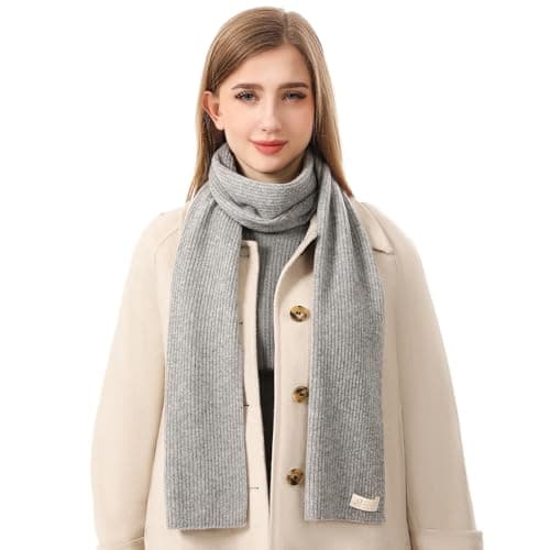 GIAG.IO 100% Pure Mongolian Cashmere Scarf for Women & Men – Soft, Lightweight, Warm Winter Wrap – Luxury Gift in Premium Box, Grey, Extra Length 71"x10"
