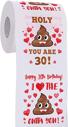 AOZITA 30th Birthday Gifts for Men Women, Happy Prank Toilet Paper, 30th Birthday Decorations, Party Supplies, Funny Gag Gifts Novelty Bday Present for Friends, 380 Sheets & 3 Layers