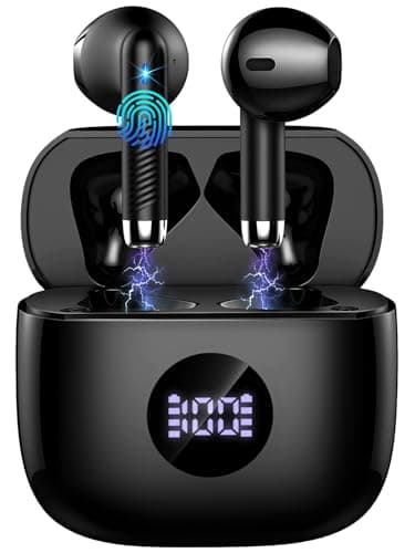 Wireless Earbuds, 2025 Bluetooth 5.4 Headphones 3D Bass Stereo, in Ear Earphones with ENC Noise Cancelling Mics, 40H Playback Ear Buds, IP7 Waterproof with Bluetooth Earbuds Dual LED Display, USB C