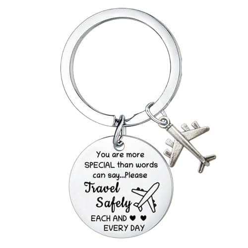 Yrerndre Travel Gifts for Women Travel Safe Keyring Travelling Gifts Travel Accessories for Women Friends Daughter Sister Christmas Birthday Present Graduation Gift Airplane Charm Keyring