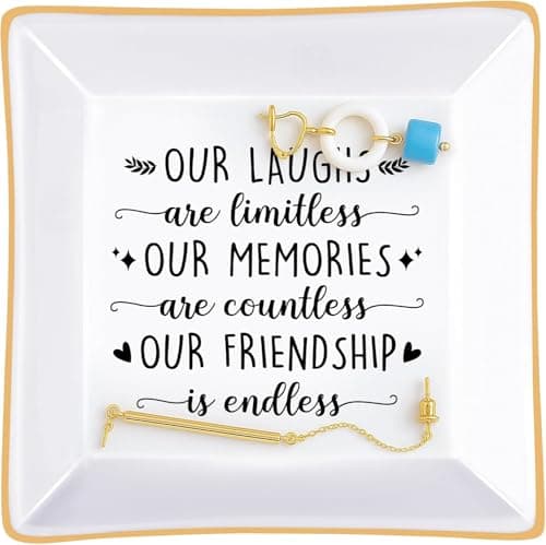 Titanape Friendship Gifts for Women Best Friend Trinket Dish - Our Laughs are Limitless, ... Friendship is Endless - Unique Birthday for Friends Female BFF Bestie, Going Away Gifts