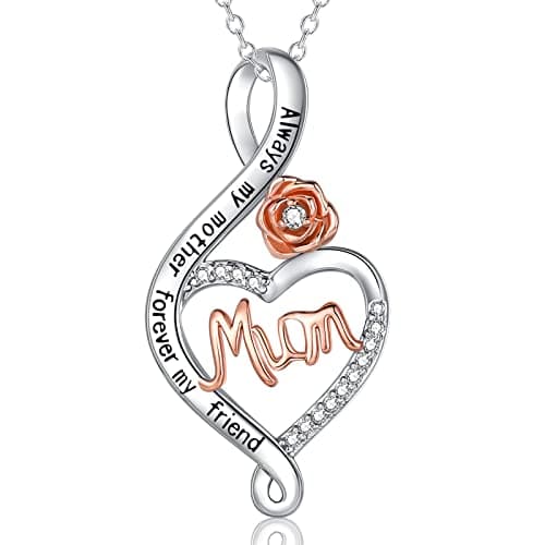 VOSAP Mum Gifts, S925 Sterling Silver Mum Necklace Jewellery Gift for Mother Christmas Presents, Mum Gift from Daughter Son, Birthday Mothers Day Gifts for Mum with Gift Box