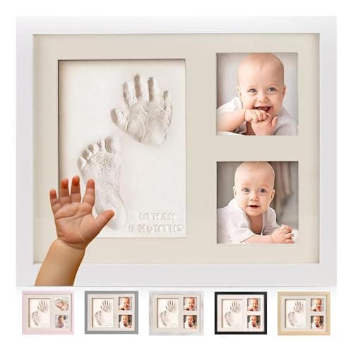 Baby Handprint Footprint Makers Kit Keepsake Photo Framed Pictures for Newborn Boys & Girls, Baby Gifts, Personalized Baby Milestone Gift, Memory Art Picture Frames for Baby Registry Nursery Decor