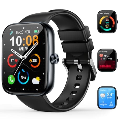 MFVLP Smart Watch for Men Women(Answer/Make Calls), 1.83" HD Fitness Watch, with Heart Rate/Sleep Monitor, 110+ Sports Modes Fitness Tracker with Step Counter, IP68 Waterproof, for Android iOS, Black